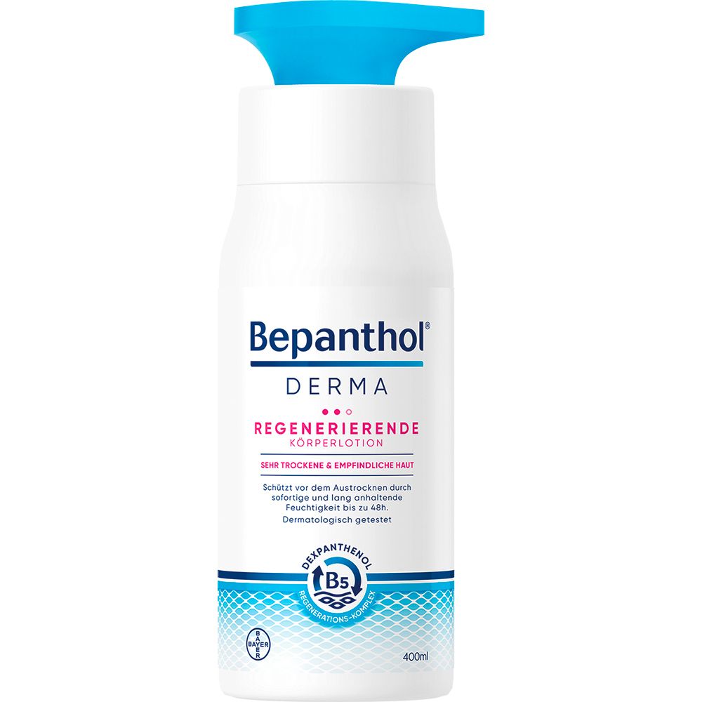 Bepanthol® DERMA Regenerierende Körperlotion, Köperpflege für empfindliche und sehr trockene Haut, dermatologisch getestete Feuchtigkeitscreme mit Dexpanthenol