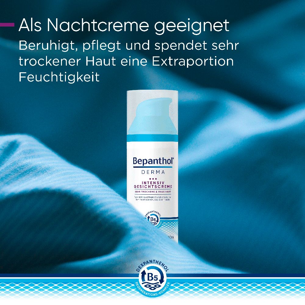 Bepanthol® DERMA Intensiv Gesichtscreme, Gesichtspflege für raue und sehr trockene Haut, dermatologisch getestete Feuchtigkeitscreme mit Dexpanthenol, nicht-komedogene Gesichtscreme