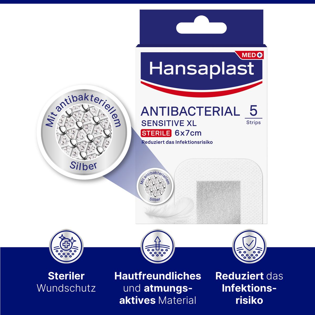 Hansaplast MED XL Sensitive 5 x 7,5 cm