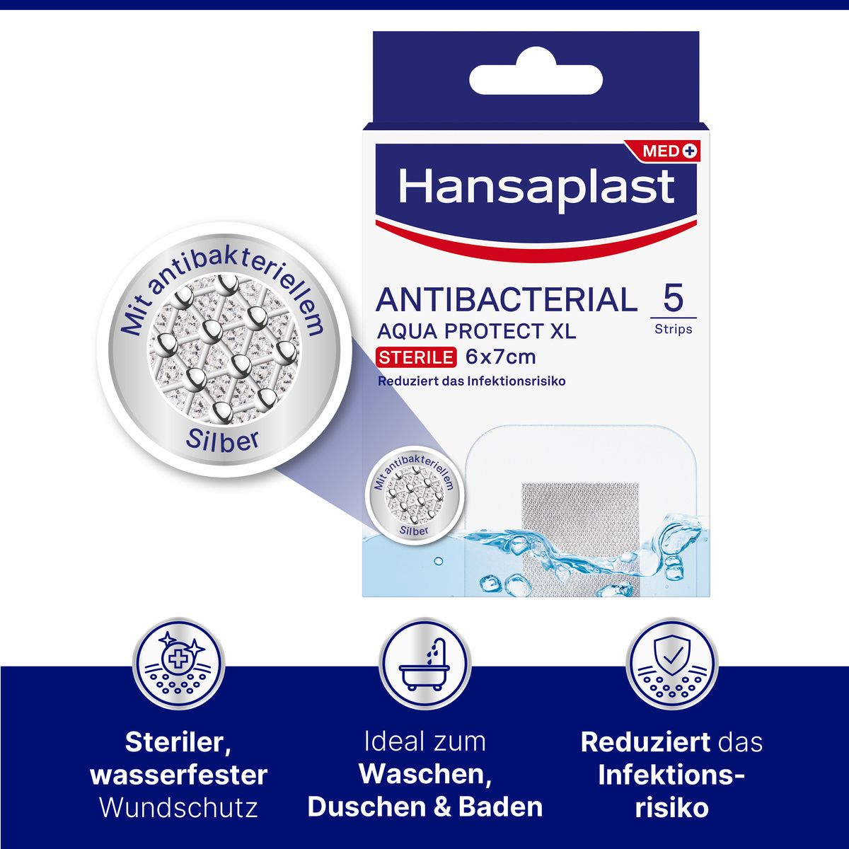 Hansaplast MED XL Aqua Protect 6 x 7 cm
