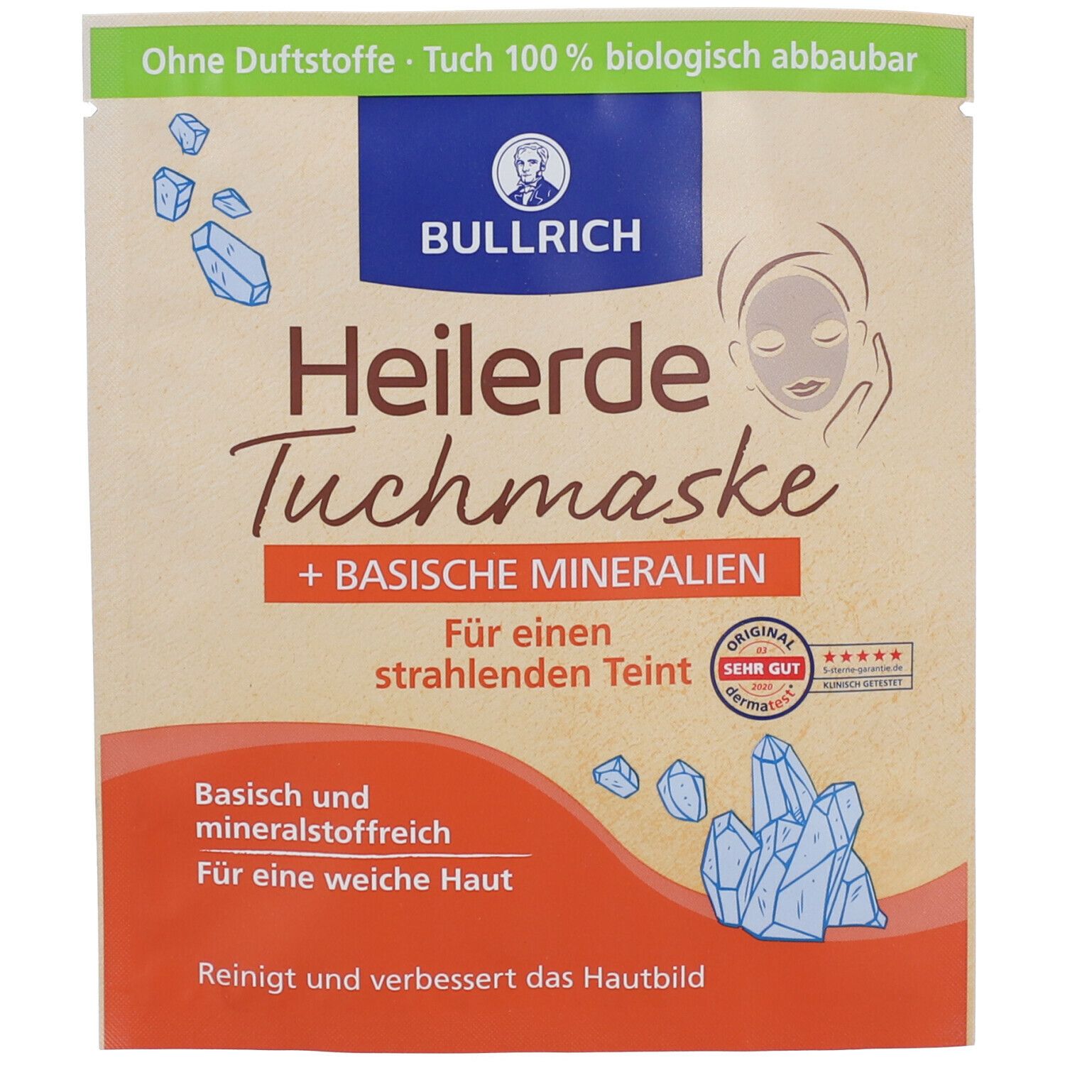 BULLRICH Heilerde Tuchmaske + basische Mineralien