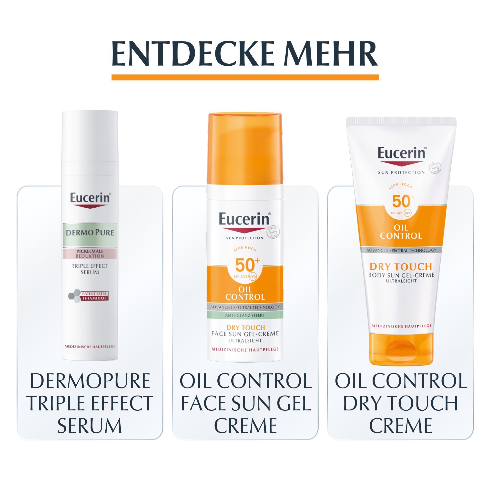 Eucerin® Oil Control Tinted Face Sun Gel-Creme mit LSF 50+ – getönter Sonnenschutz für fettige und unreine Haut – Hell
