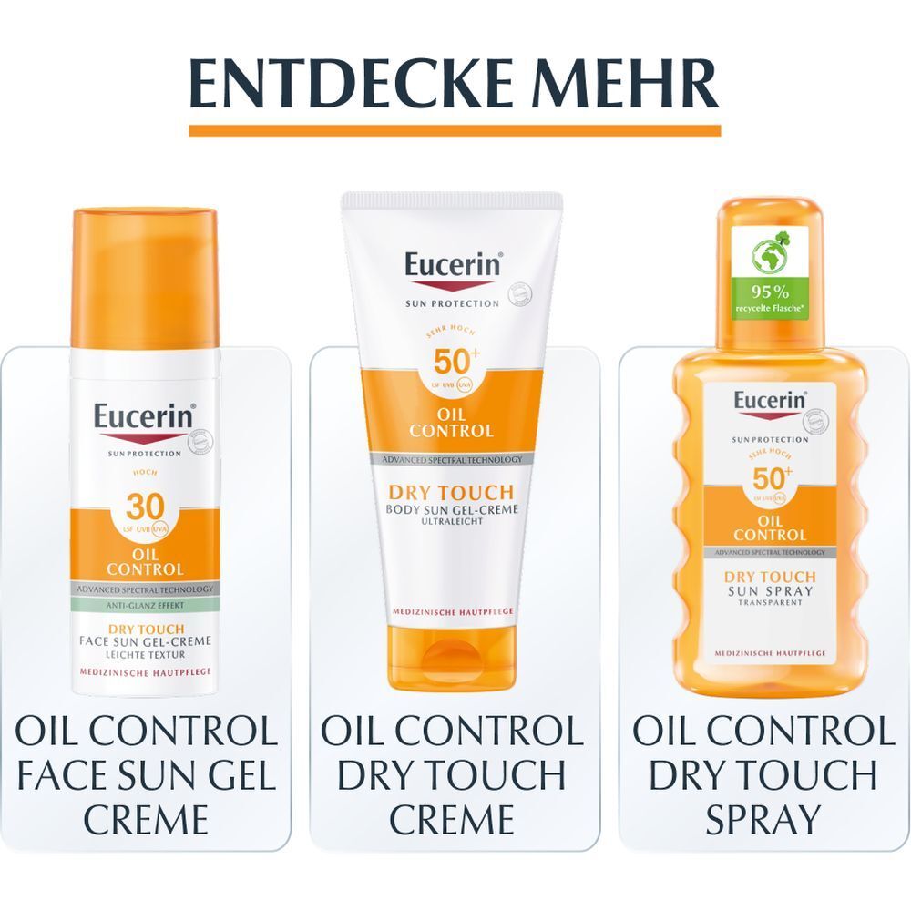 Eucerin® Oil Control Tinted Face Sun Gel-Creme mit LSF 50+ – getönter Sonnenschutz für fettige und unreine Haut – Mittel