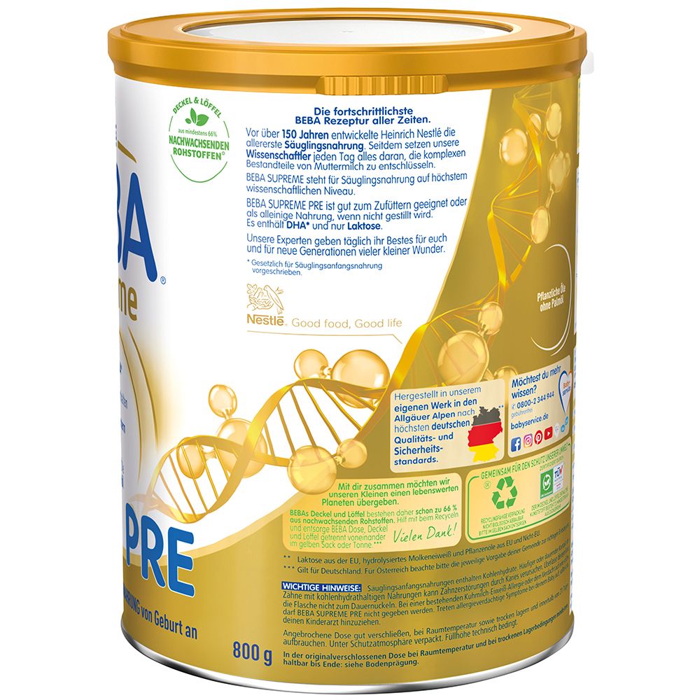Nestlé BEBA® SUPREME Pre, Anfangsmilch von Geburt an