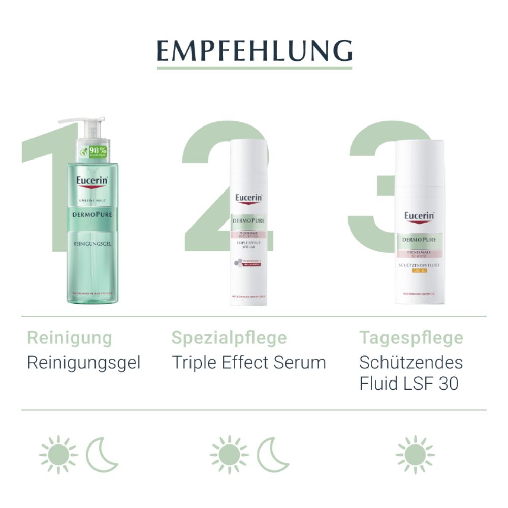 Eucerin® Dermopure Triple Effect Serum – Gesichtsserum gegen unreine Haut, Pickelmale und glänzende Haut, nicht komedogen