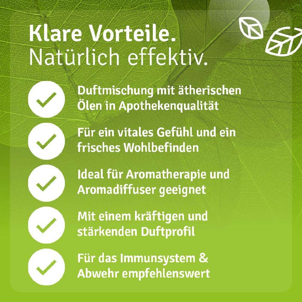 Casida® Abwehr & Kraft Flasche. Vorteile: Duftmischung, vitales Gefühl, Aromatherapie, starkes Duftprofil.
