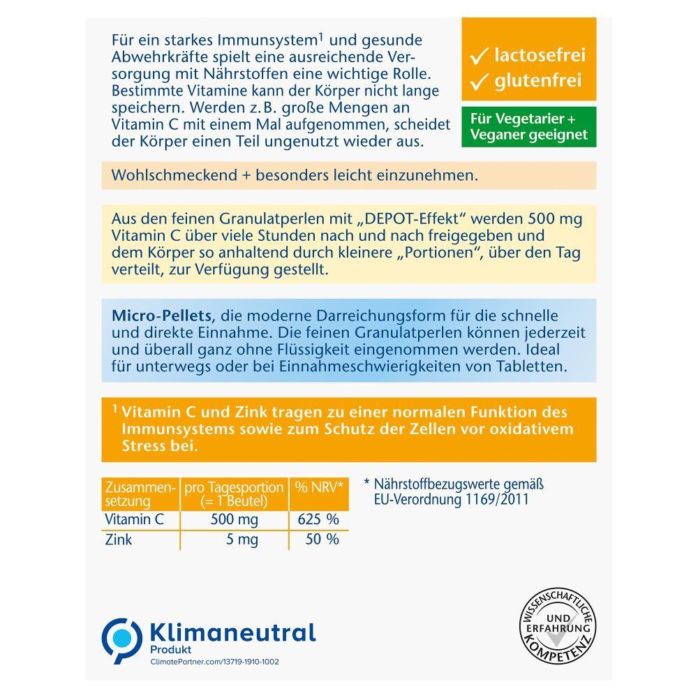 Rückseite der Verpackung. Enthält Informationen zu Inhaltsstoffen, Nährwerten und Zertifizierungen. Lactosefrei und glutenfrei.