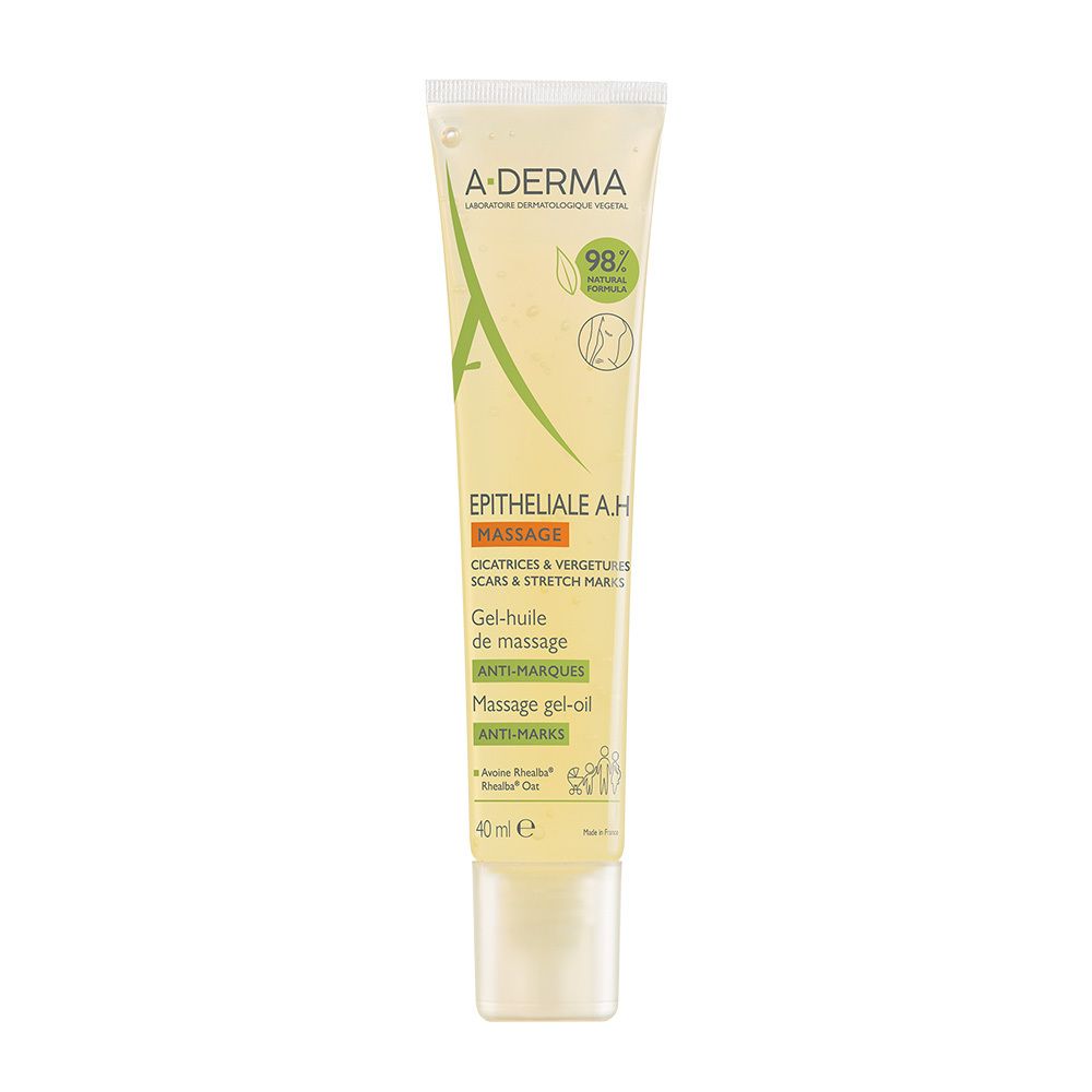 A-Derma Epitheliale AH Massage Gel-Öl Tube, 40ml, mit 98% natürlichen Inhaltsstoffen.