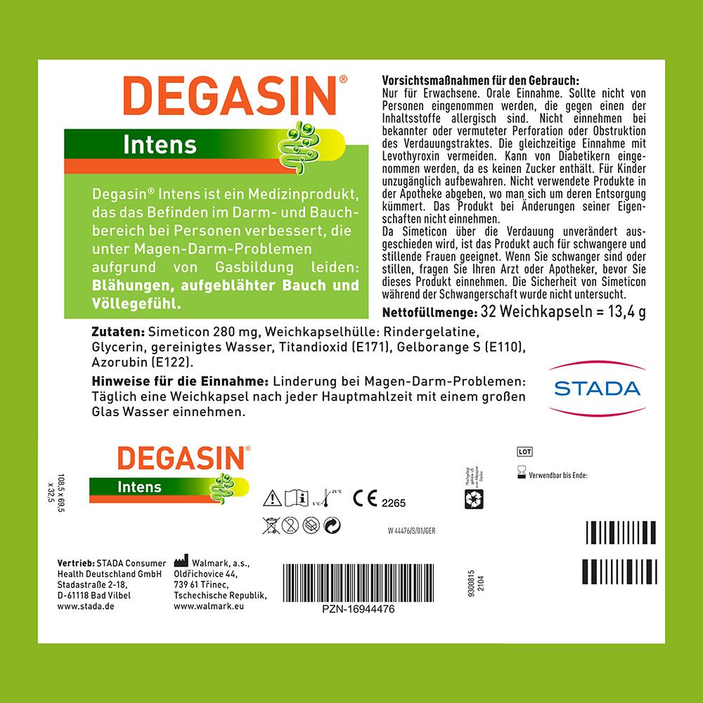 DEGASIN® Intens 280mg gegen Blähungen und Völlegefühl