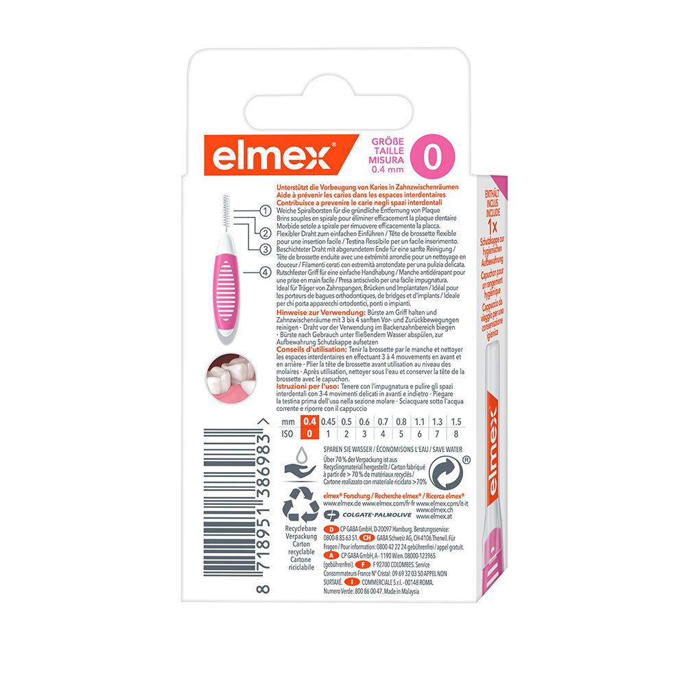 elmex Interdentalbürsten Pink, Größe 0, 0,4 mm