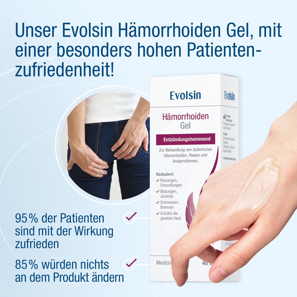 Evolsin® Hämorrhoiden Gel - Hämorrhoiden Salbe gegen Brennen, Schmerz & Juckreiz