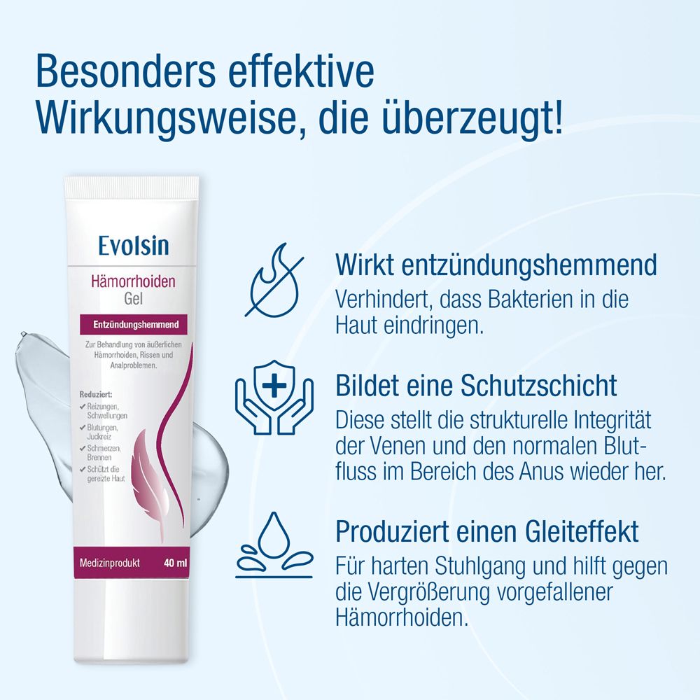 Evolsin® Hämorrhoiden Gel - Hämorrhoiden Salbe gegen Brennen, Schmerz & Juckreiz