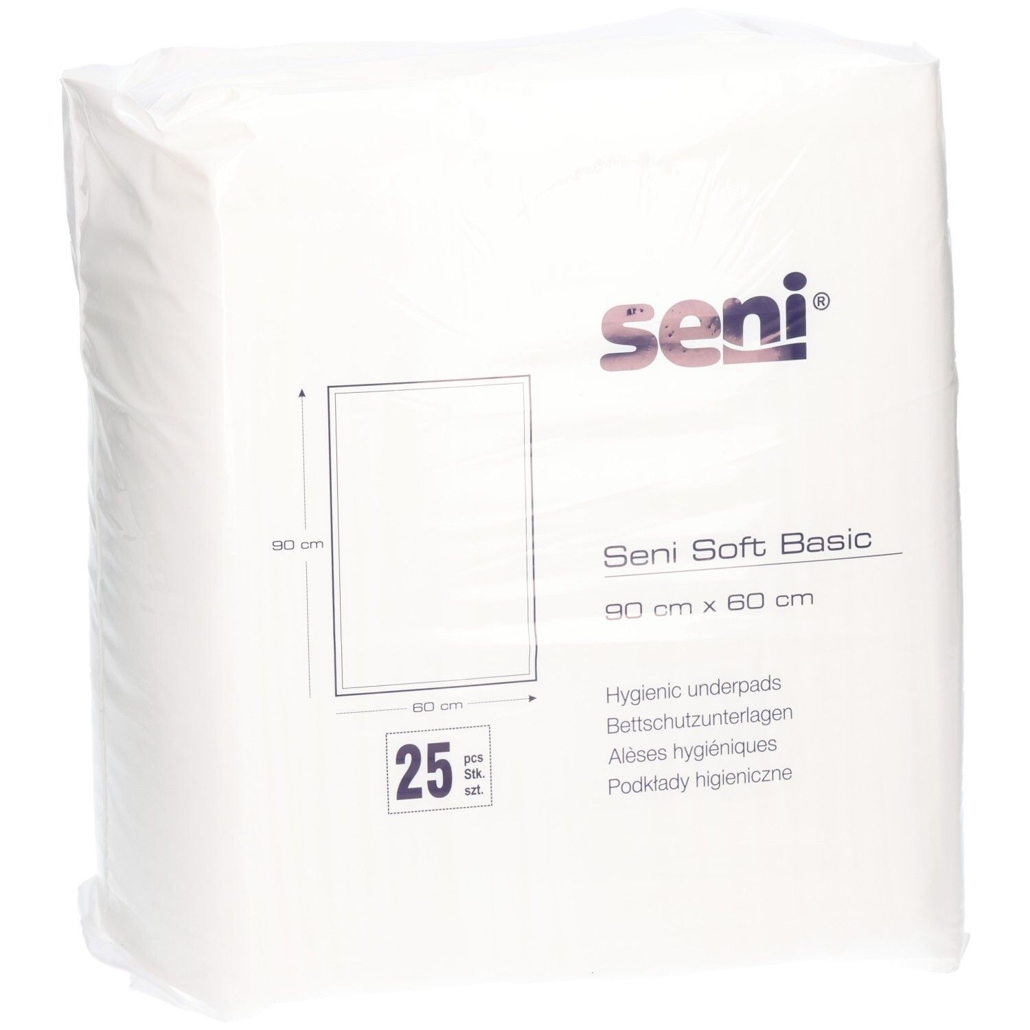 Seni Soft Basic Hygienische Unterlagen, 90x60 cm, 25 Stück.