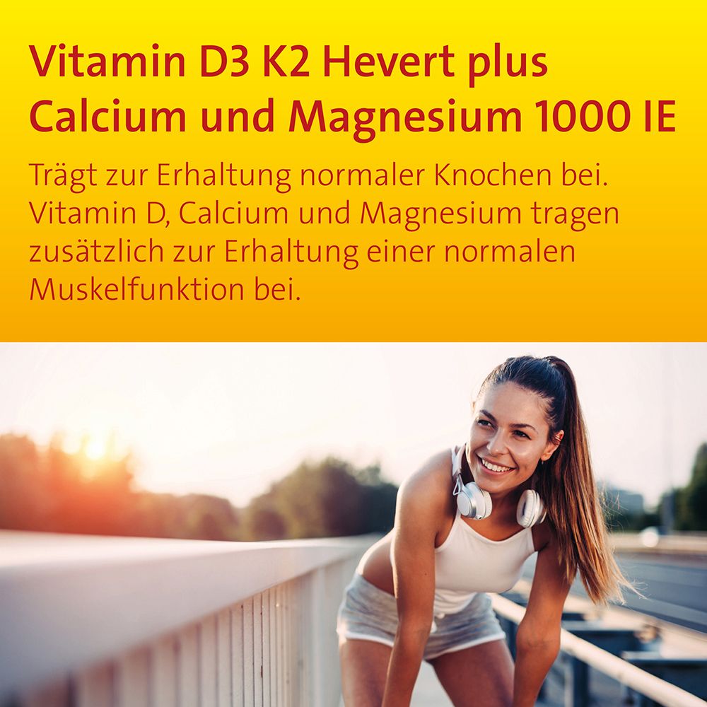 Vitamin D3 K2 Hevert plus Calcium und Magnesium 1000 IE