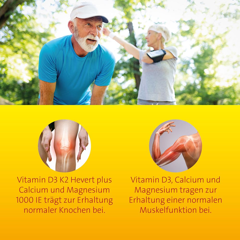 Vitamin D3 K2 Hevert plus Calcium und Magnesium 1000 IE