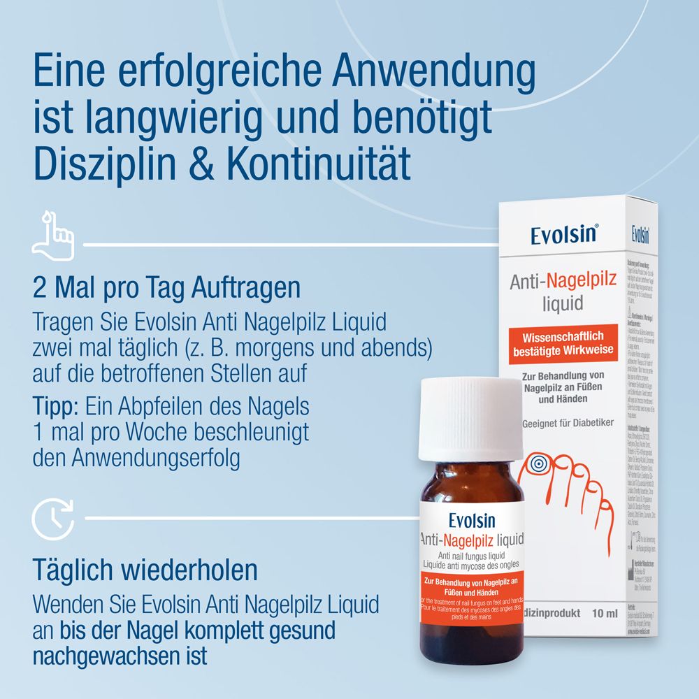 Evolsin® Anti-Nagelpilz Liquid - Nagelpilz Nagellack für Füsse und Hände - Wissenschaftlich bestätigte Wirkweise - Geeignet für Diabetiker