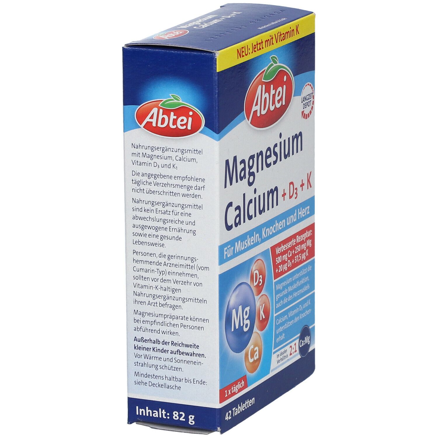 Abtei Magnesium Caclium + D3 + K