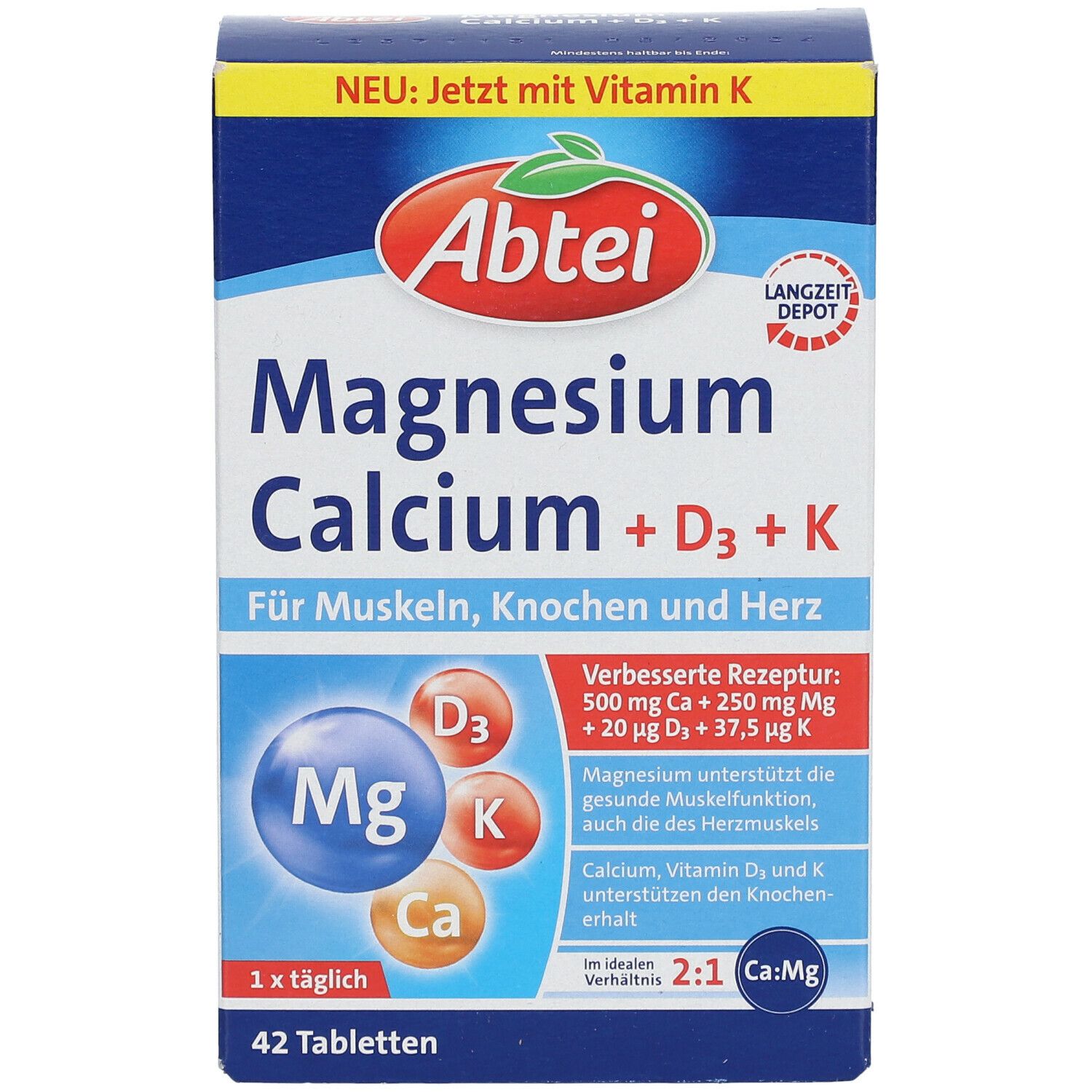 Abtei Magnesium Caclium + D3 + K