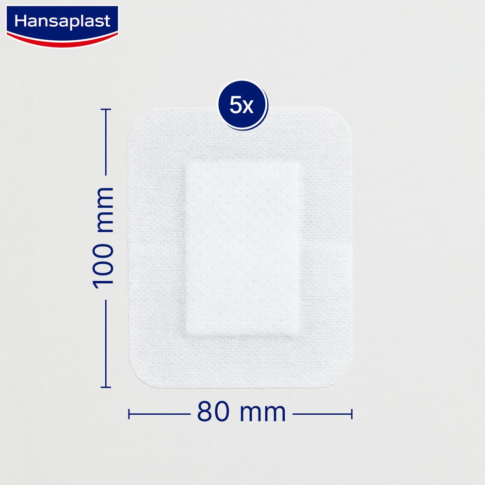 Pflaster, 80x100mm. Text: 5x. Maße: 80 mm x 100 mm.