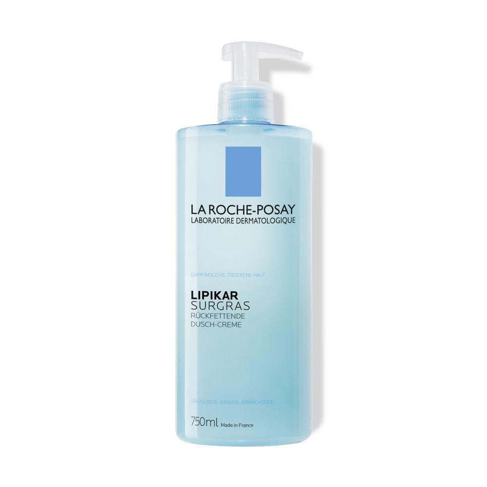 La Roche-Posay Lipikar Surgras. Blaue Flasche mit Pumpe. 750ml. Laboratoire Dermatologique.