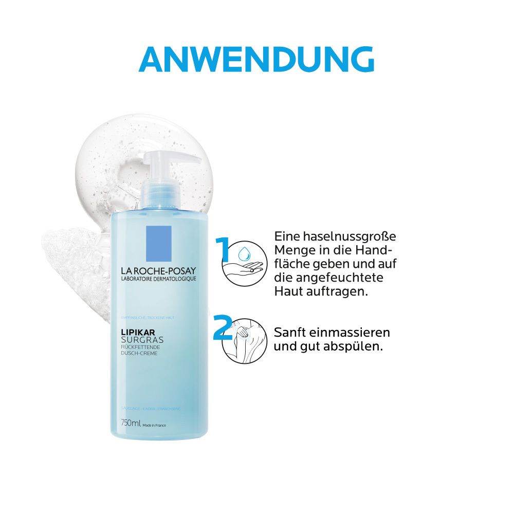 Anwendung: Produkt und Schaum auf Hand. Text: Sanft einmassieren und gut abspülen.