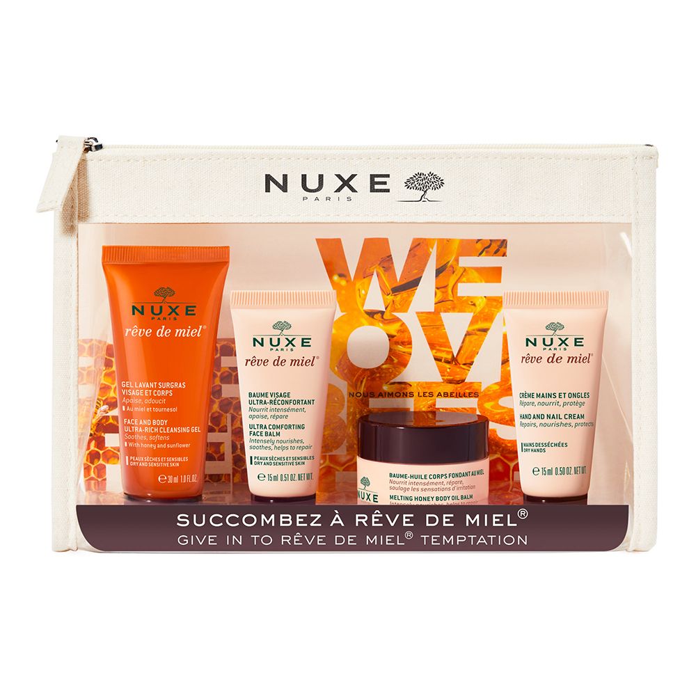 NUXE Rêve de Miel® Kennenlernset mit 4 Reisegrößen bei trockener, sehr trockener und empfindlicher Haut