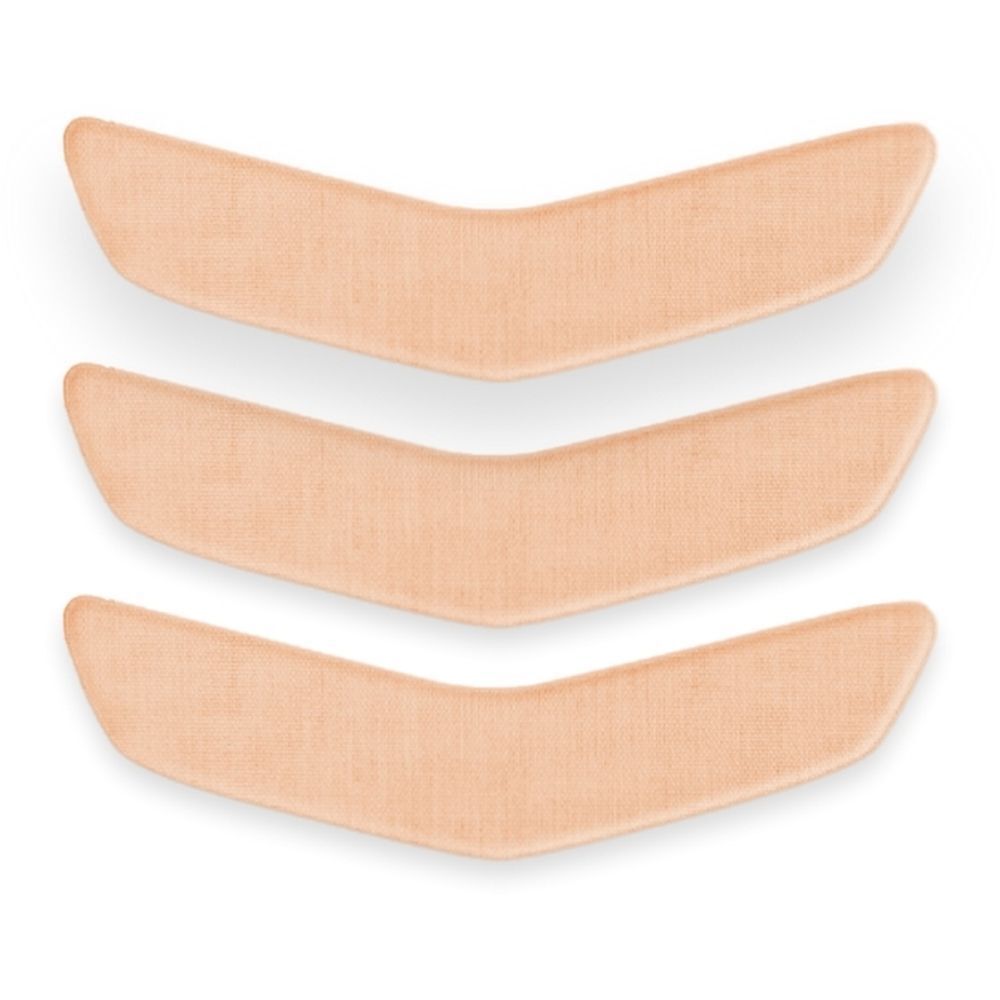 Drei beige Mund-Patches in V-Form, auf weißem Hintergrund.