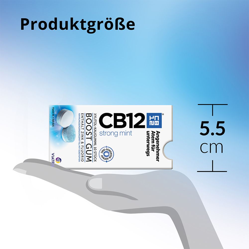 CB12 Boost Strong Mint Kaugummi: Zuckerfreie Mundpflege-Kaugummis gegen Mundgeruch,