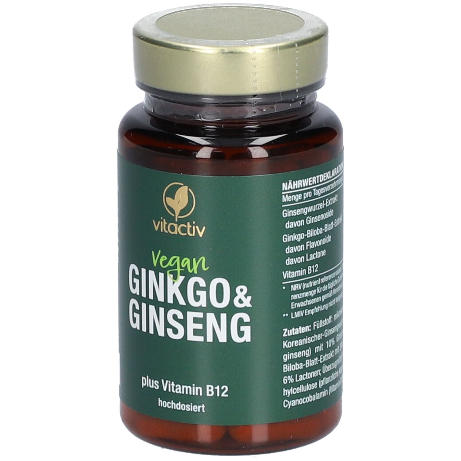 Rückseite der Flasche. Text: Nährwertdeklaration. Angaben zu Inhaltsstoffen und Nährwerten.