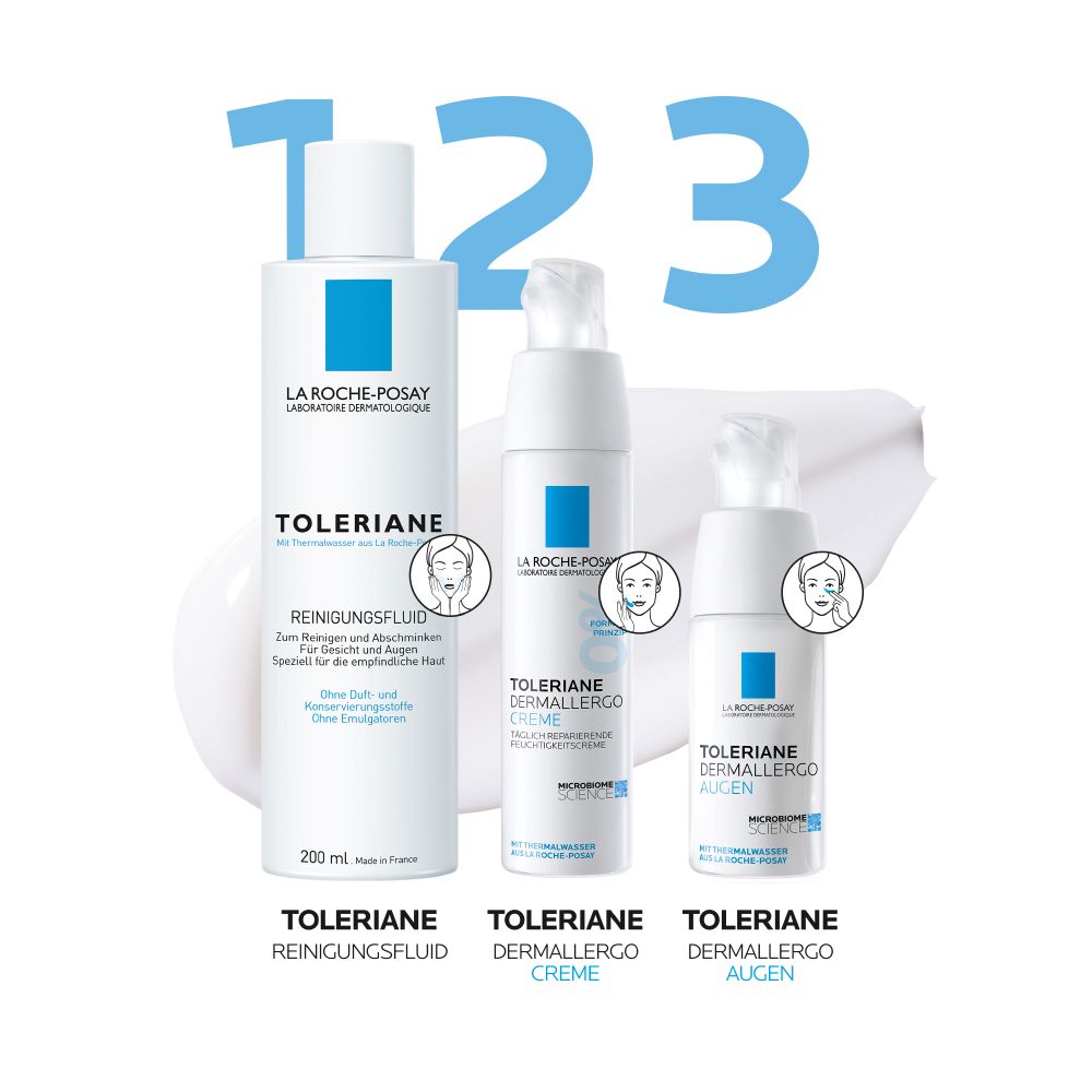 Toleriane Dermallergo Creme, feuchtigkeitsspendende Gesichtscreme für empfindliche, trockene und zu Allergien neigende Haut