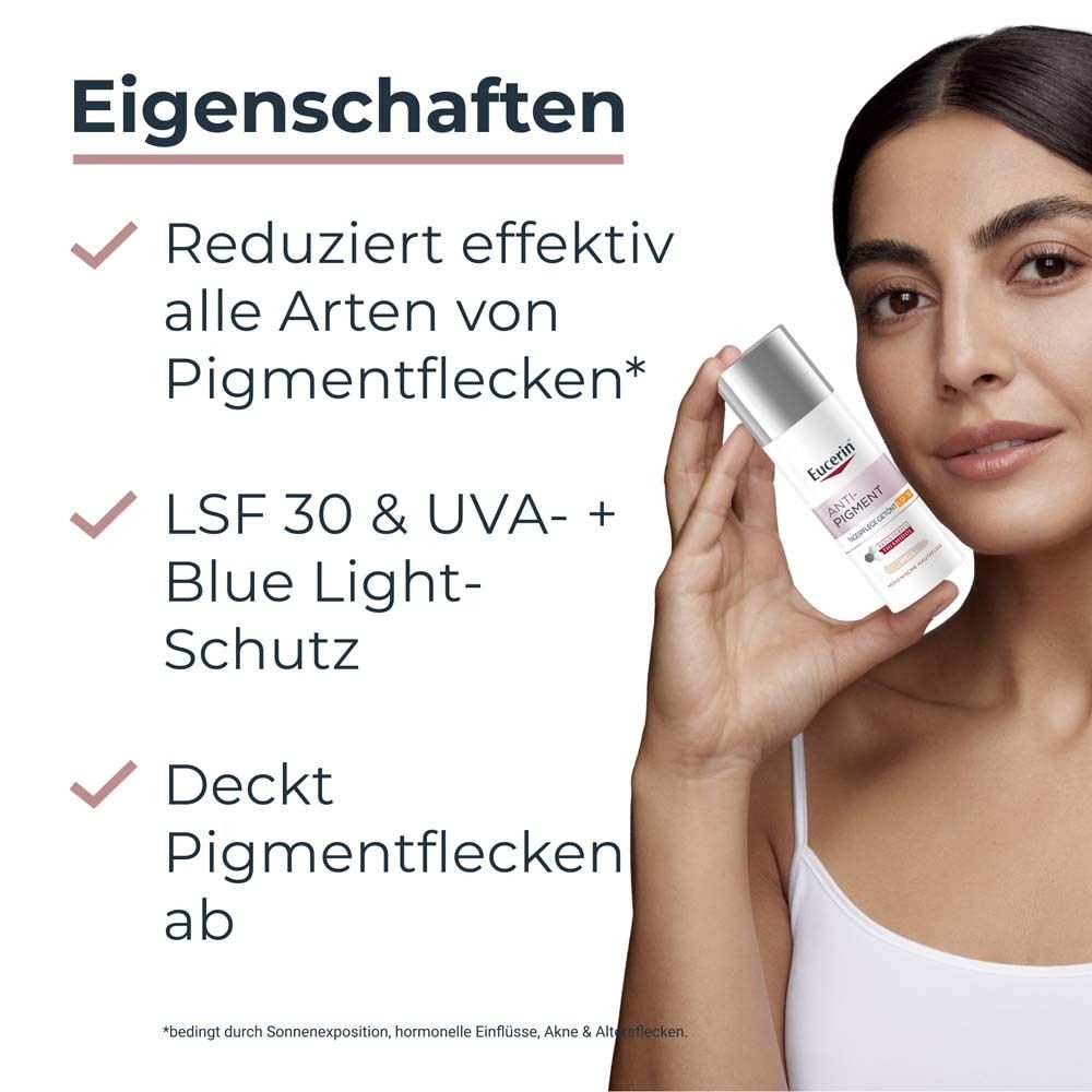 Eucerin Anti-Pigment Tagescreme mit Thiamidol®, schnell einziehende, getönte Antipigmentcreme mit LSF 30, hell