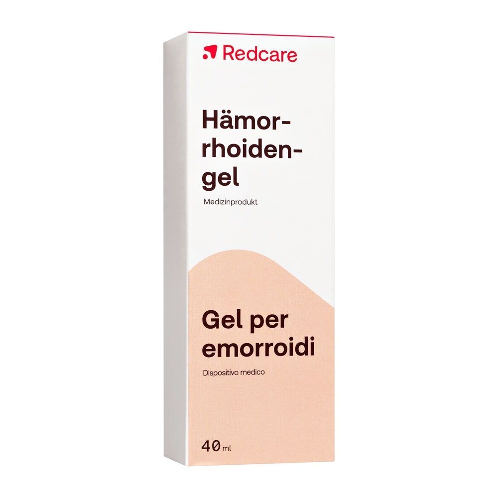 Redcare Hämorrhoidengel Verpackung, 40ml. Medizinprodukt.