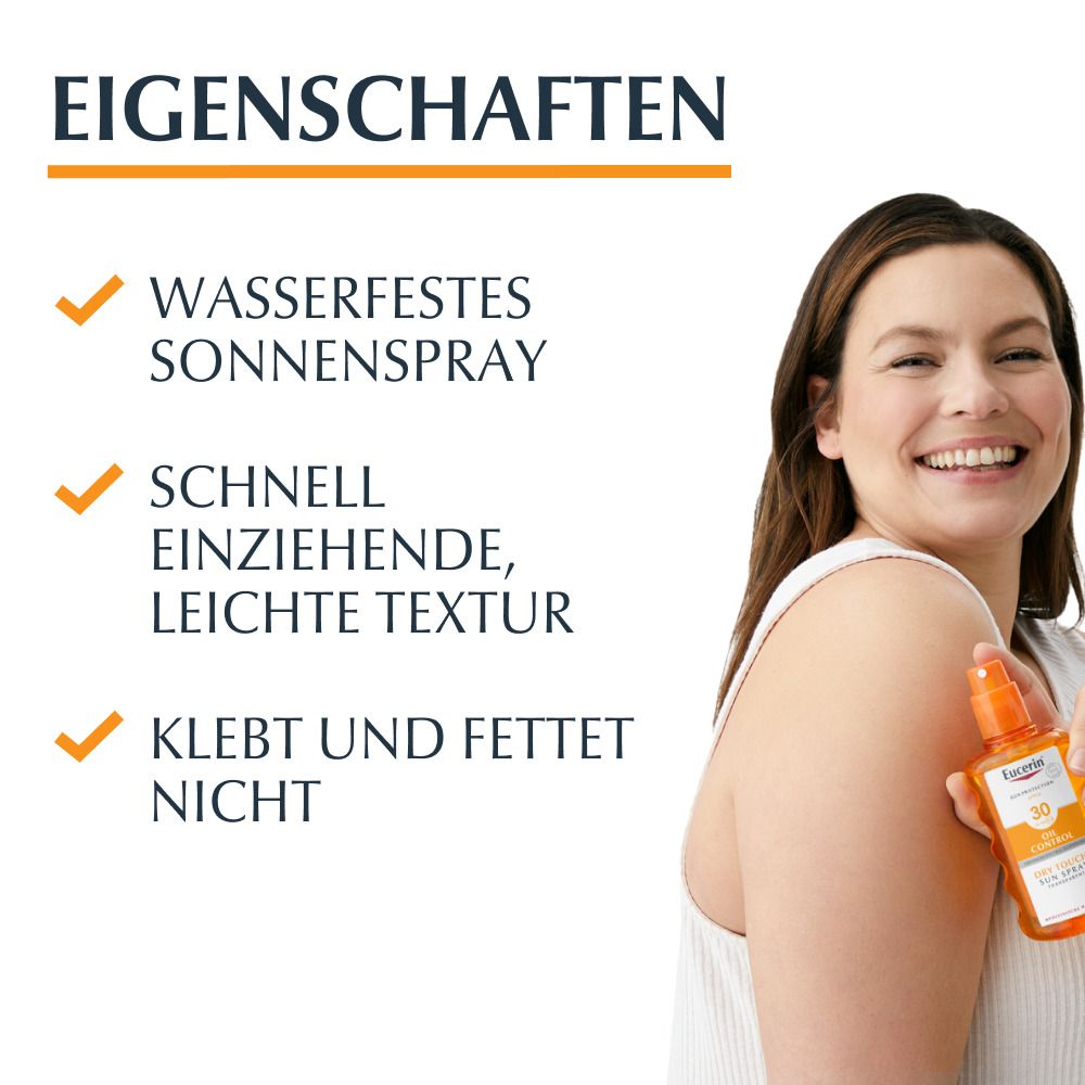 Eucerin® Oil Control Sun Spray Transparent LSF 30 – Sonnenschutzspray mit leichter Textur, auch für zu Akne neigende Haut