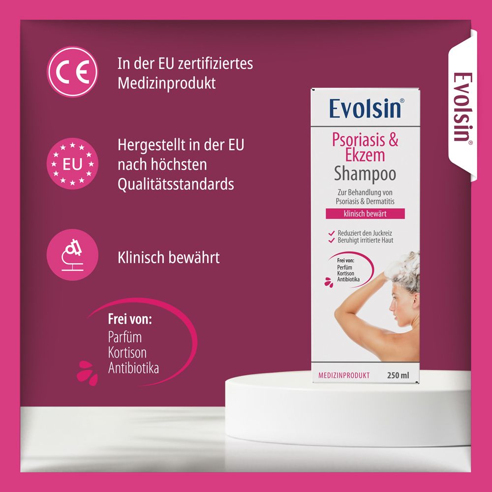 Evolsin Shampoo Flasche. Medizinprodukt.