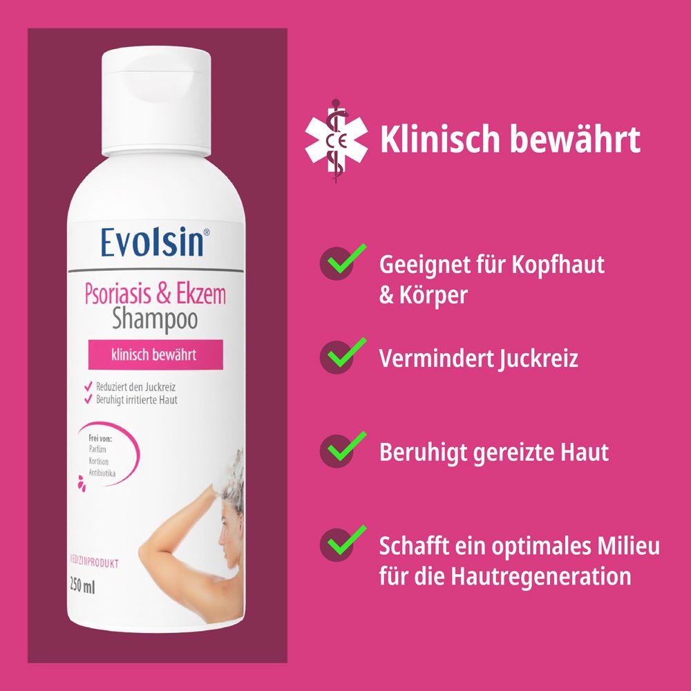 Evolsin Shampoo Flasche. Klinisch bewährt.