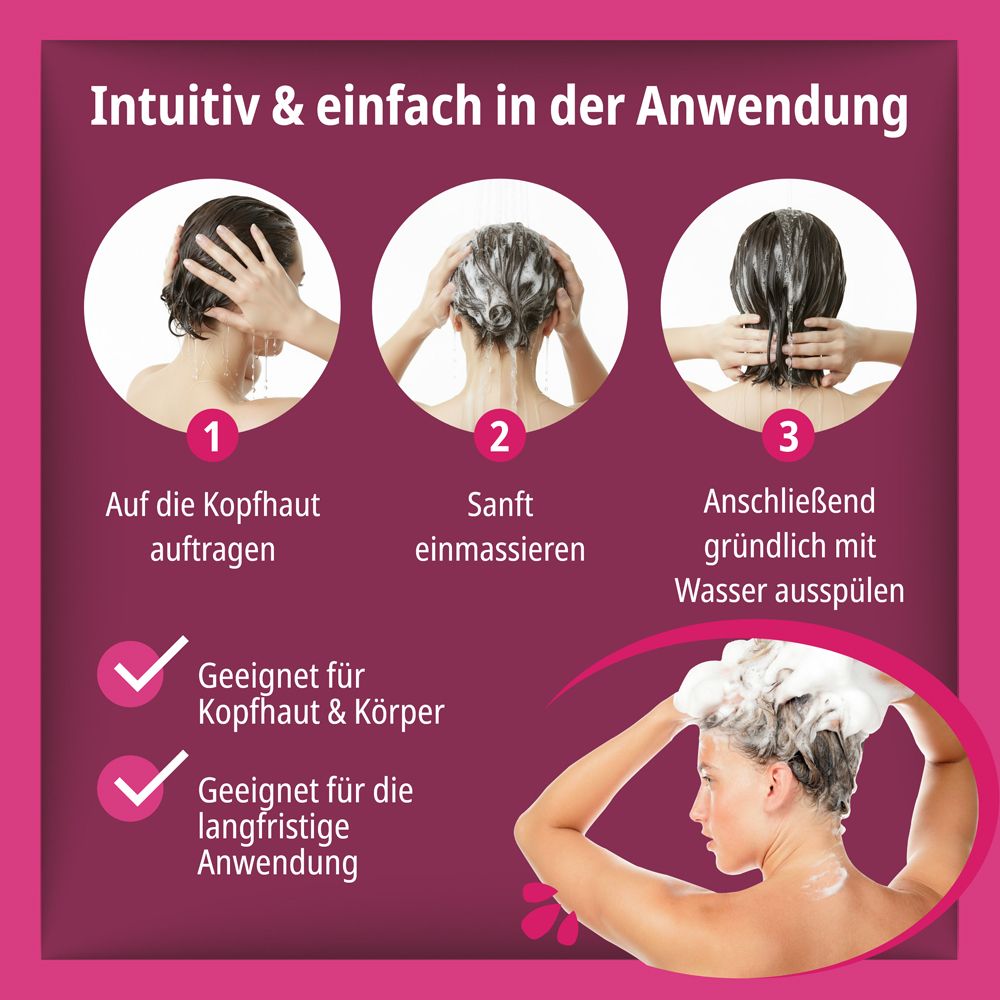 Evolsin Shampoo Flasche. CE-Zeichen, EU-zertifiziert.