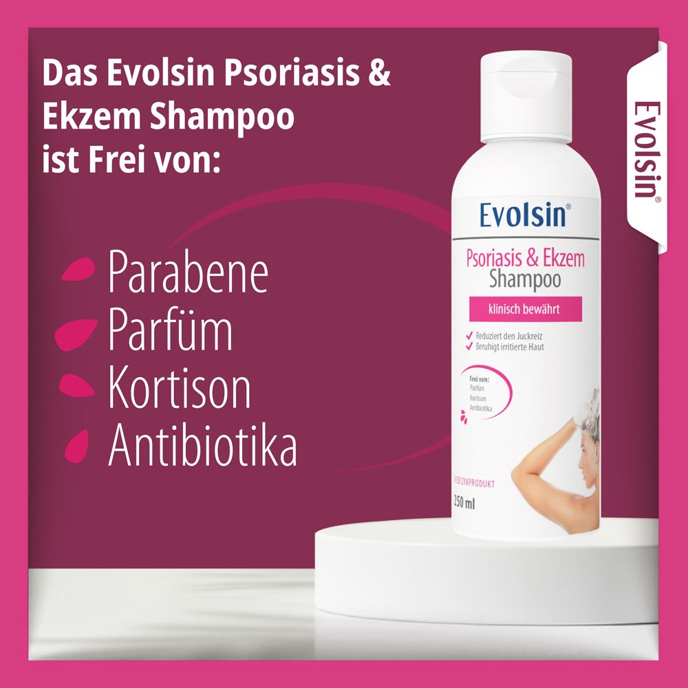 Evolsin Shampoo Flasche. Für Kopfhaut & Körper.