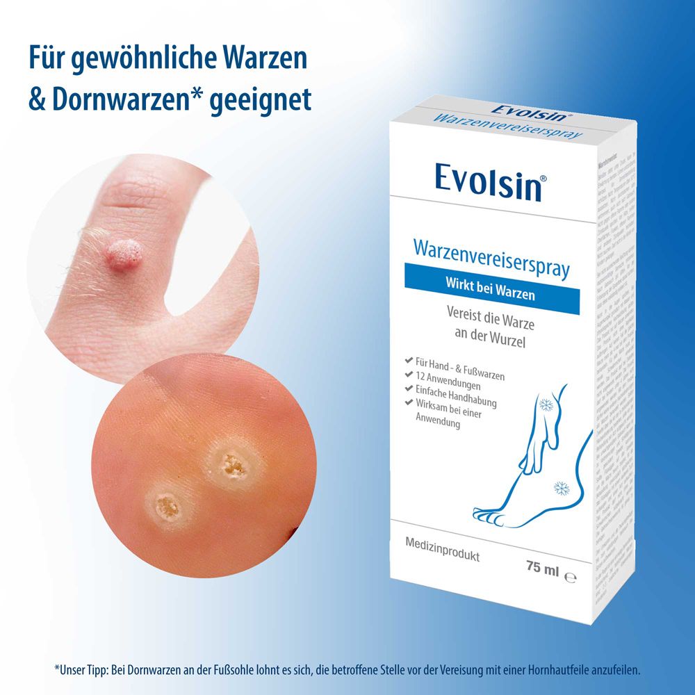 Evolsin® Warzenvereiser – Entfernung von Warzen und Dornwarzen sicher & effektiv