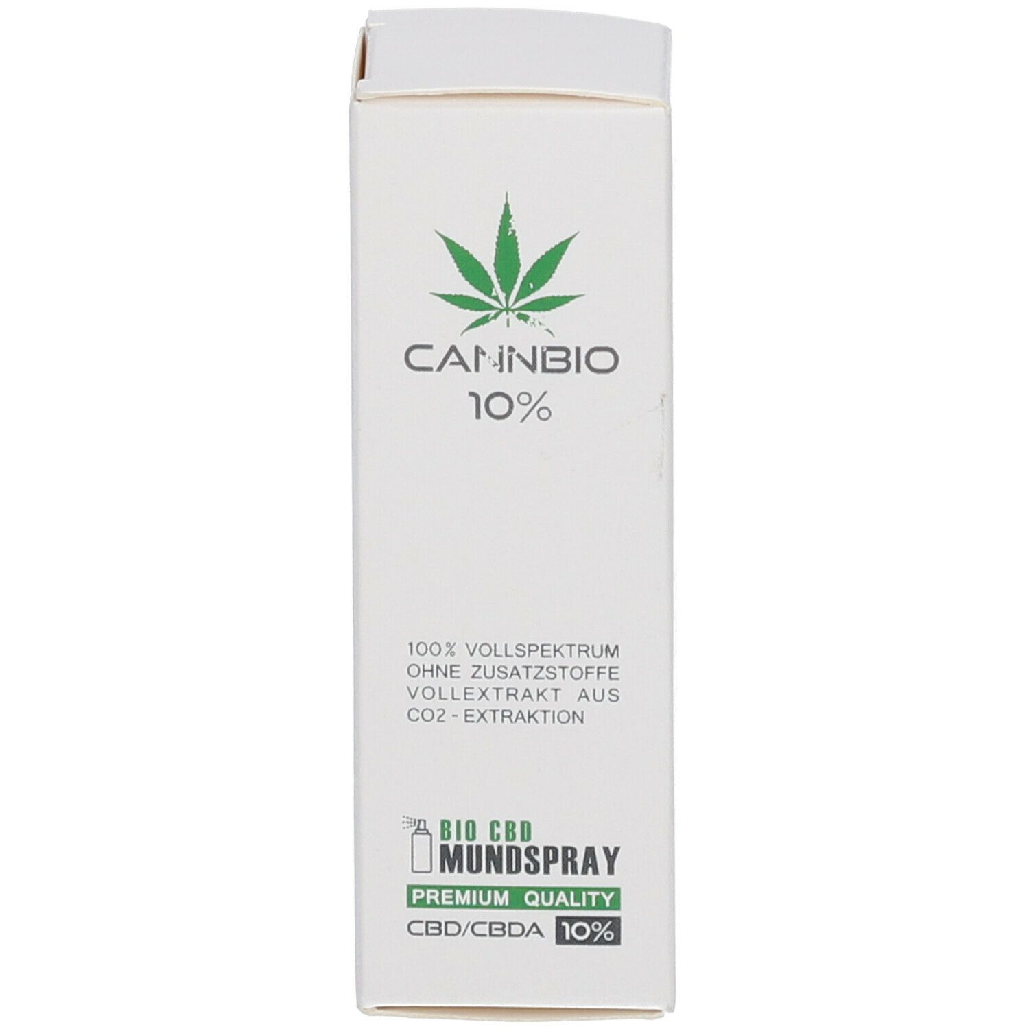 Weiße Kartonverpackung mit Logo und Text. Produktname und Inhaltsstoffe.