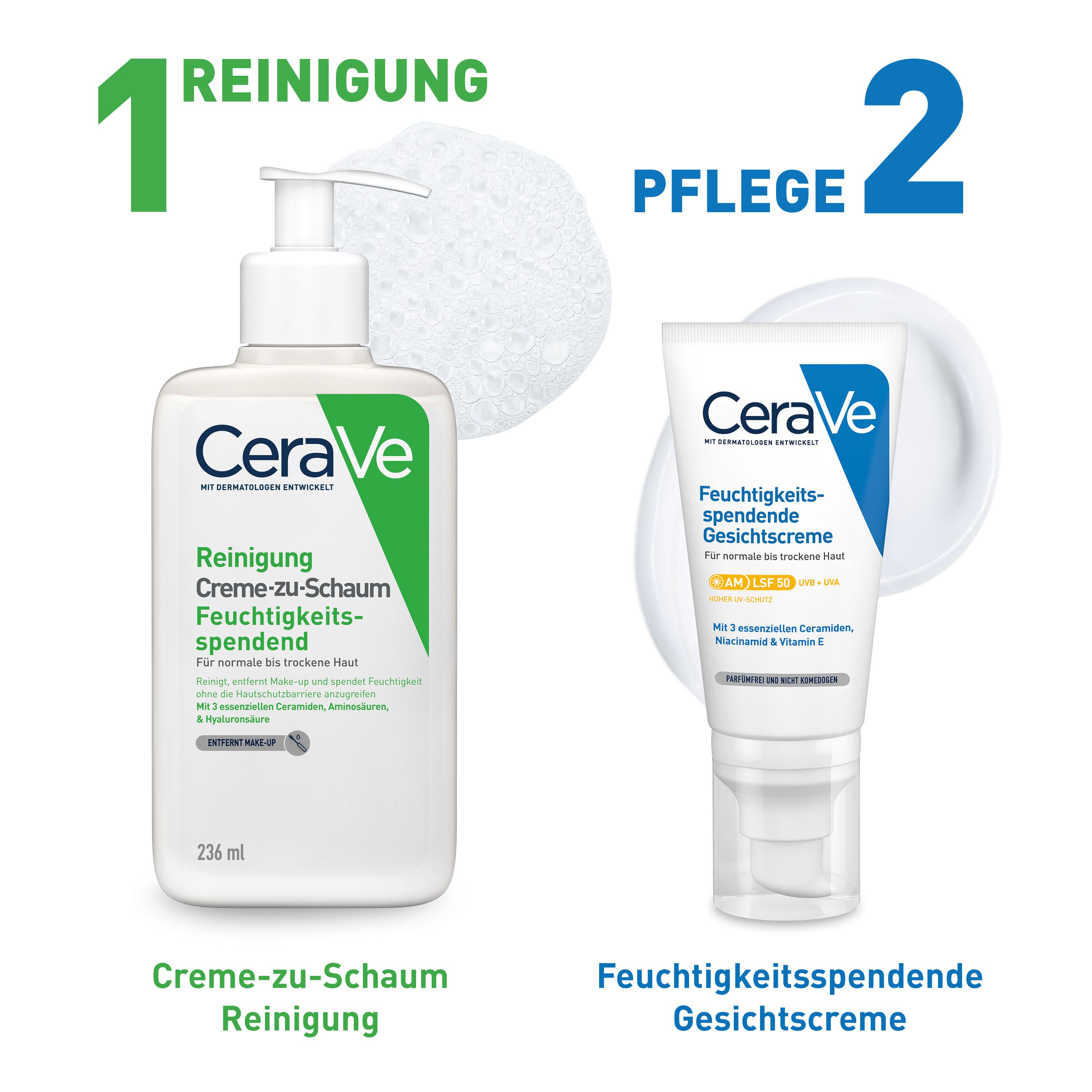 CeraVe Feuchtigkeitsspendende Gesichtscreme mit LSF 50 – für normale bis trockene Haut