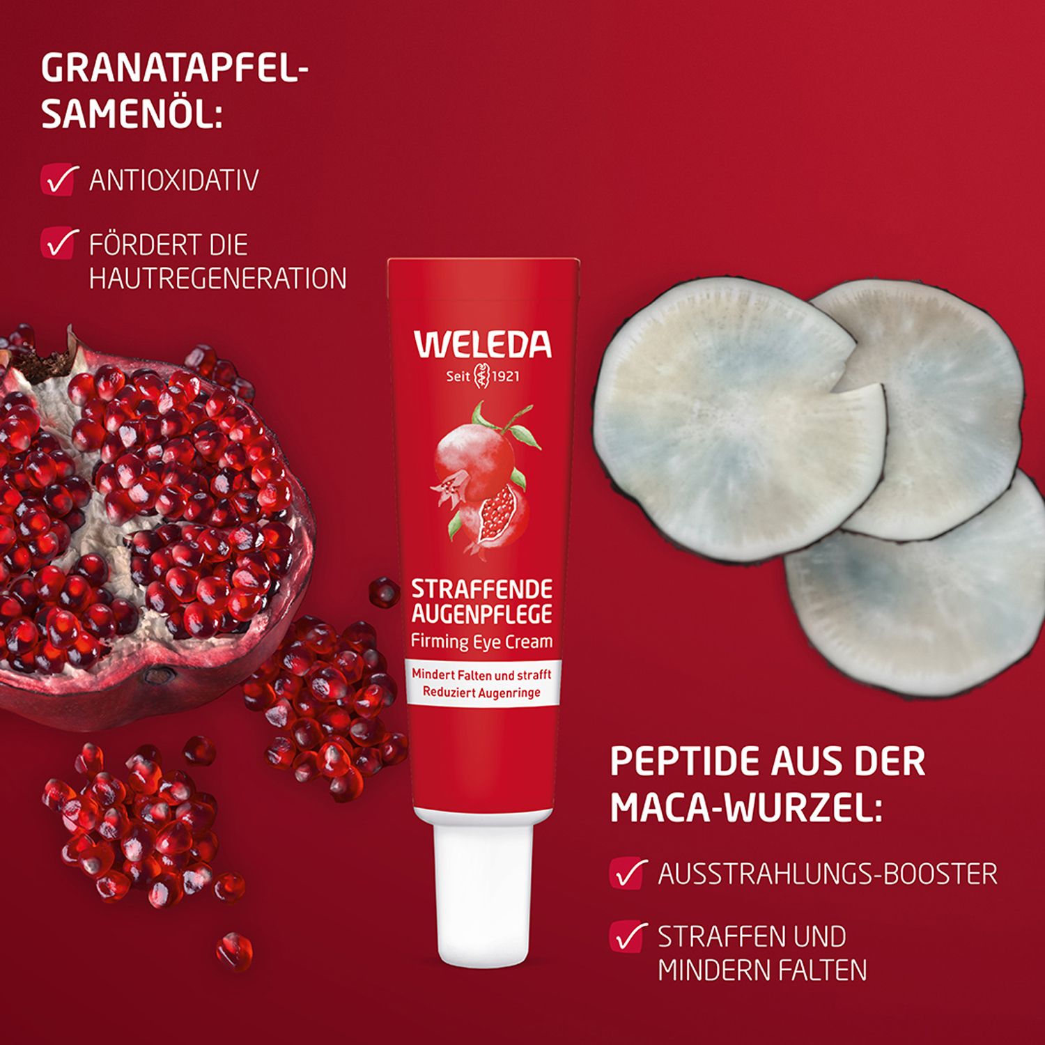 Weleda Straffende Augenpflege Granatapfel & Maca-Peptide - mindert Falten, Schwellungen & Augenringe