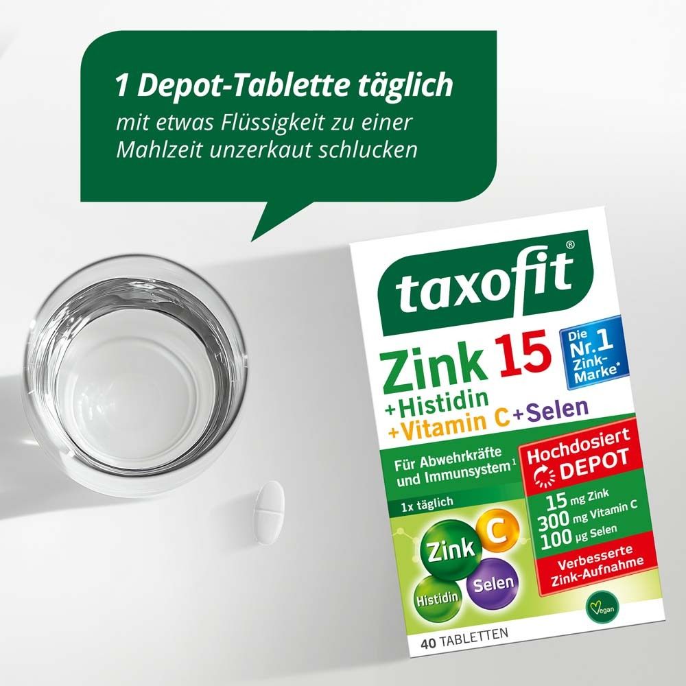 taxofit® Zink 15 + Histidin + Vitamin C + Selen