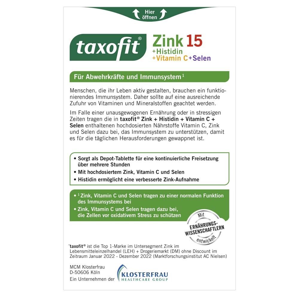 taxofit® Zink 15 + Histidin + Vitamin C + Selen