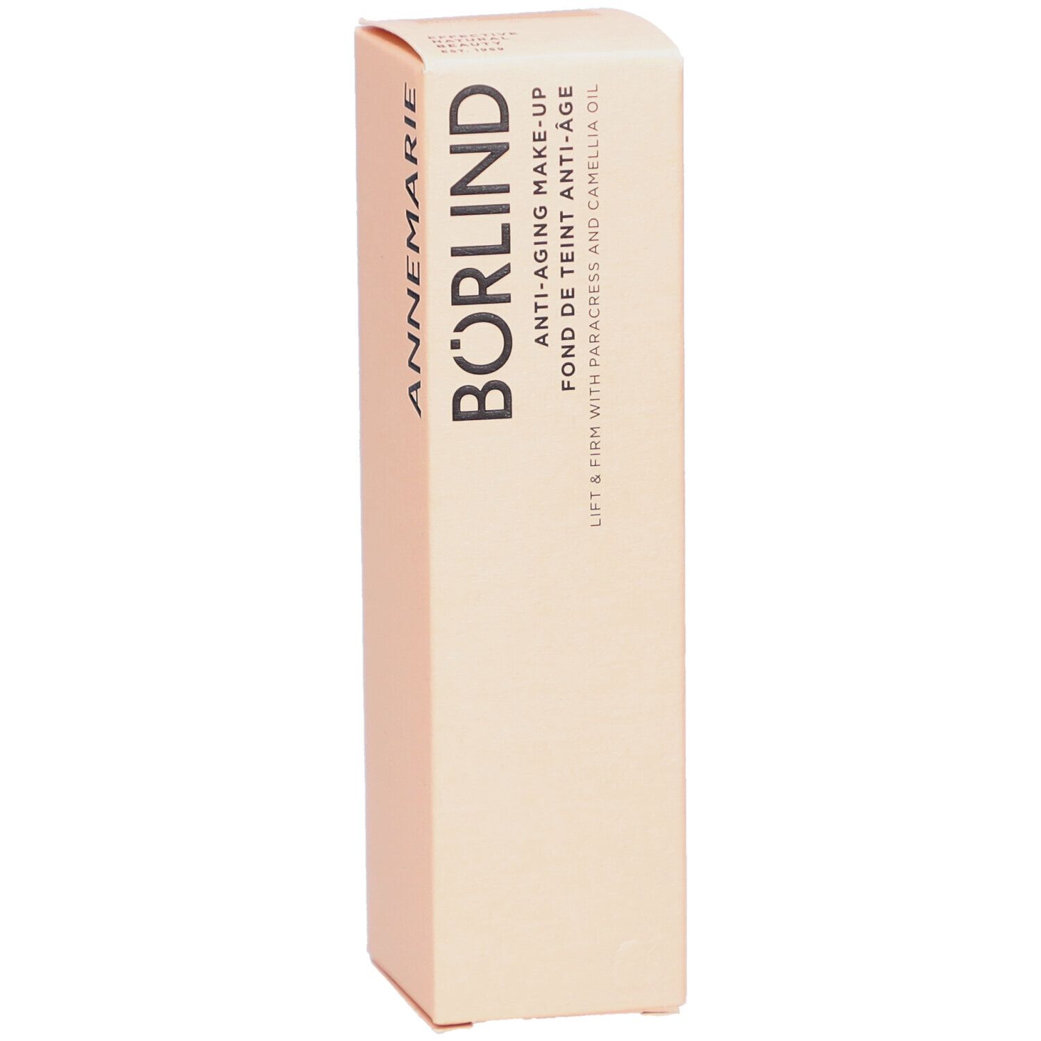 Verpackung von BÖRLIND Anti-Aging Make-up. Aufschrift: Annemarie Börlind. Farbton: honey.