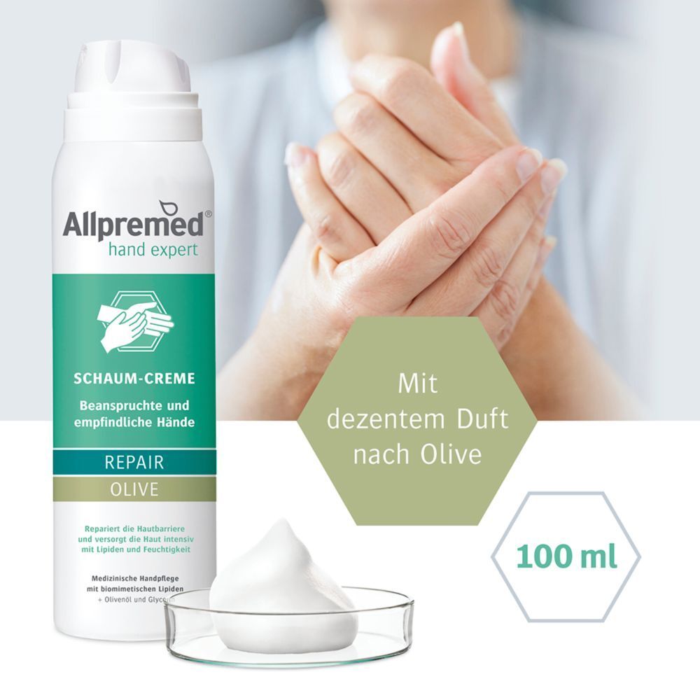 Allpremed® hand expert Lipid Schaum-Creme REPAIR Olive