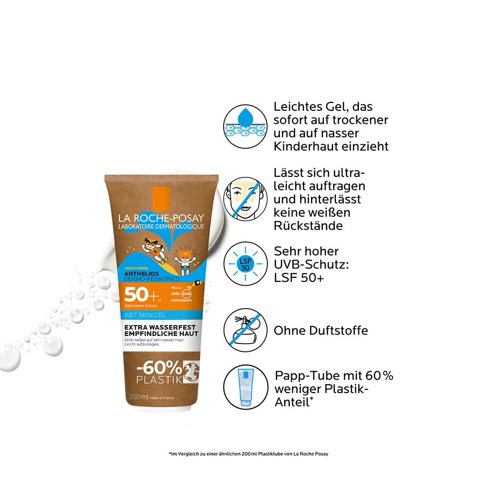 La Roche Posay Anthelios Dermo-Pediatrics Wet Skin Gel LSF 50+: Sonnencreme für Kinder bei zu Sonnenallergie neigende und empfindliche Haut