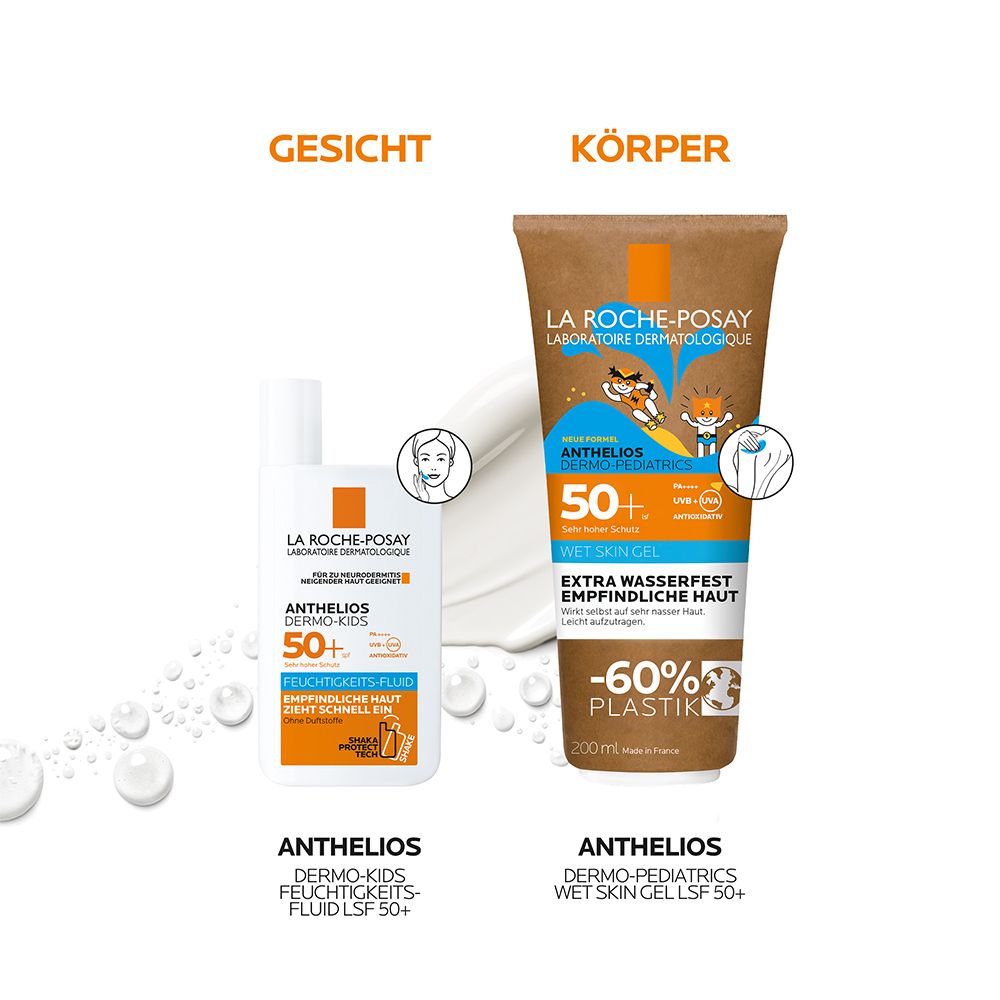 La Roche Posay Anthelios Dermo-Pediatrics Wet Skin Gel LSF 50+: Sonnencreme für Kinder bei zu Sonnenallergie neigende und empfindliche Haut