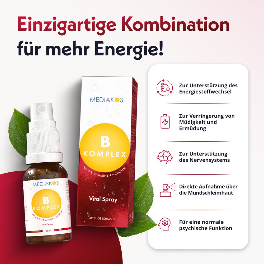 Mediakos Vitamin B Komplex Vital Spray Flasche.