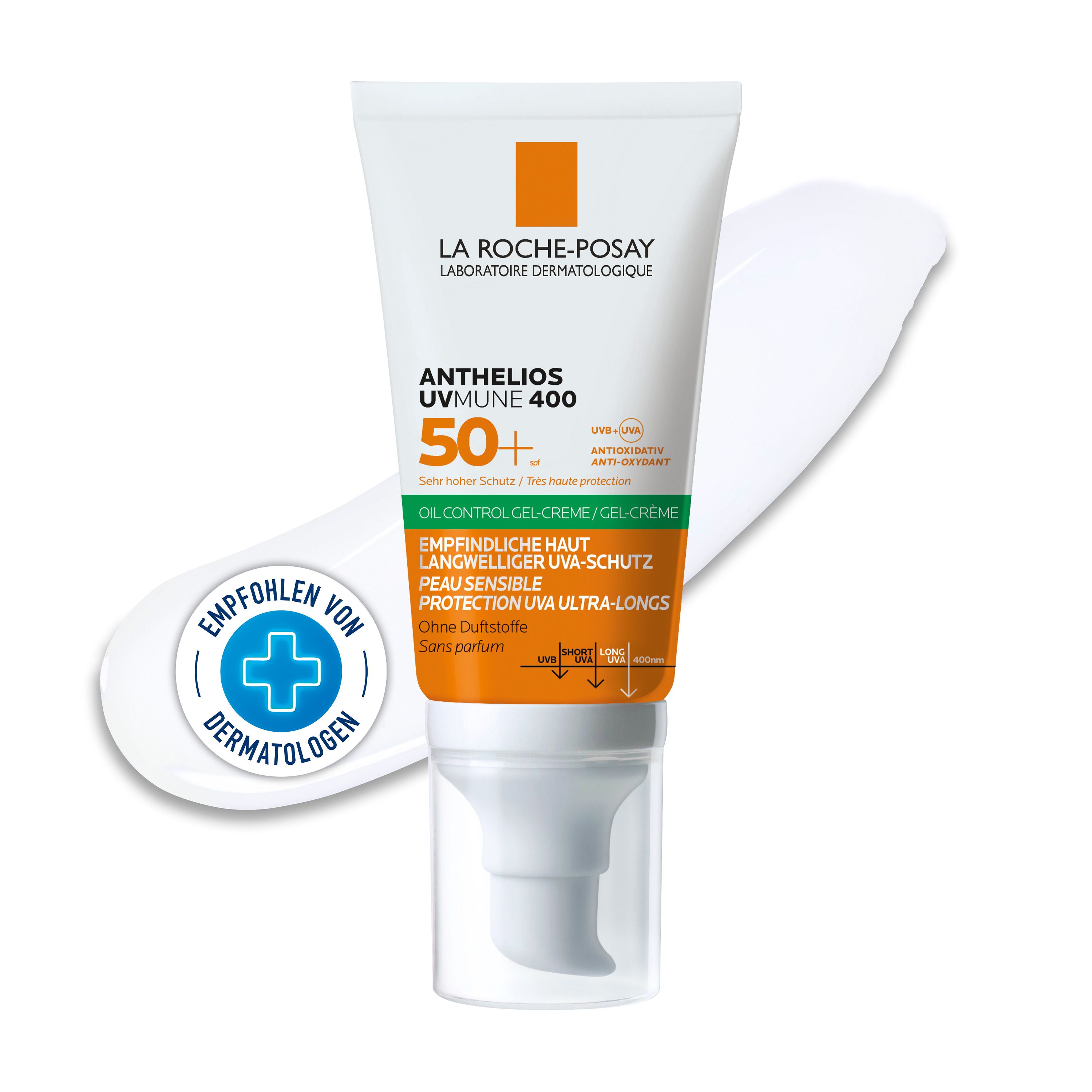 La Roche Posay Anthelios UV Mune 400 Oil Control Gel-Creme Sonnengel mit LSF50+ für sehr hohen Schutz vor UVA- und UVB-Strahlen, für ölige Haut