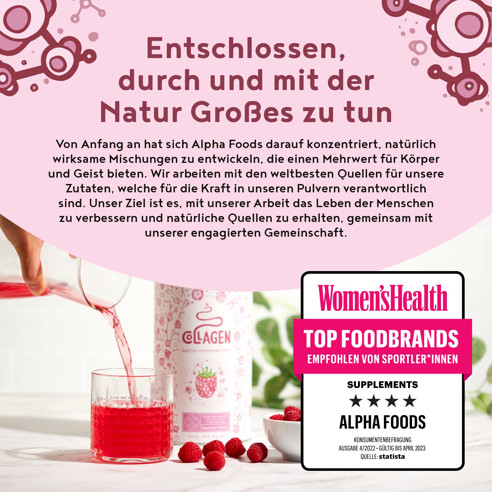 ALPHA FOODS Kollagen Elastin+ Hyaluronsäure Himbeere